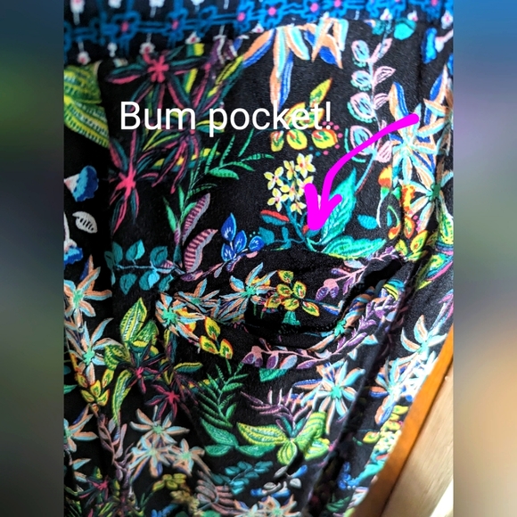 EUC 🌿 ANTHROPOLOGIE 🌿🪷🫒ETT TWA🫒🪷🌿 JUNGLE PRINT PANTS w/pockets! Sz M 🩷 - Picture 4 of 9